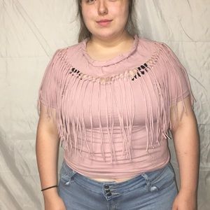 Pink ruffle crop top